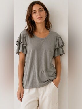 Aratta Ruffle Sleeve Scoop Neck Tee - NWT